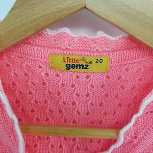 Little gems pink and white girls cardigan sweater 20